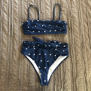 High waisted bandeau 2 pc swimsuit